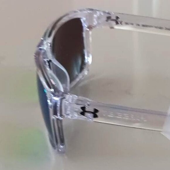 UNDER ARMOUR ASSIST Sunglasses Green Mirror Lens Rectangular Clear Frame NEW - Picture 4 of 12